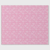 Cute roze en White EKG Cardiogram Heartbeat Cadeaupapier (Vlak)