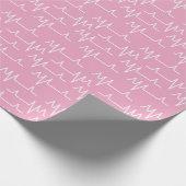 Cute roze en White EKG Cardiogram Heartbeat Cadeaupapier (Hoek)