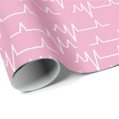 Cute roze en White EKG Cardiogram Heartbeat Cadeaupapier (Rol Hoek)