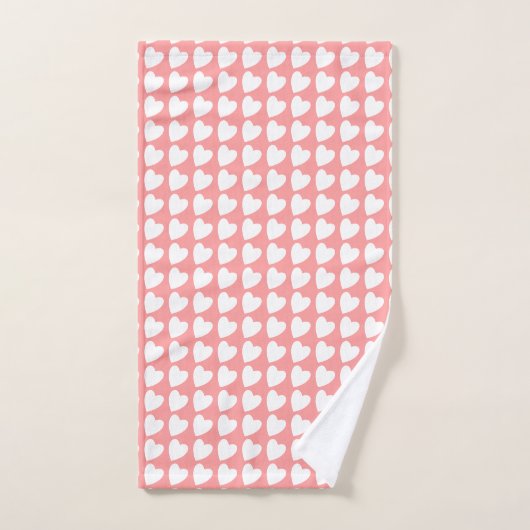 Cute roze en White Heart Pattern Girly Bad Handdoek (Handdoek)