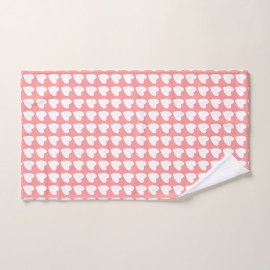 Cute roze en White Heart Pattern Girly Bad Handdoek (Handdoek)