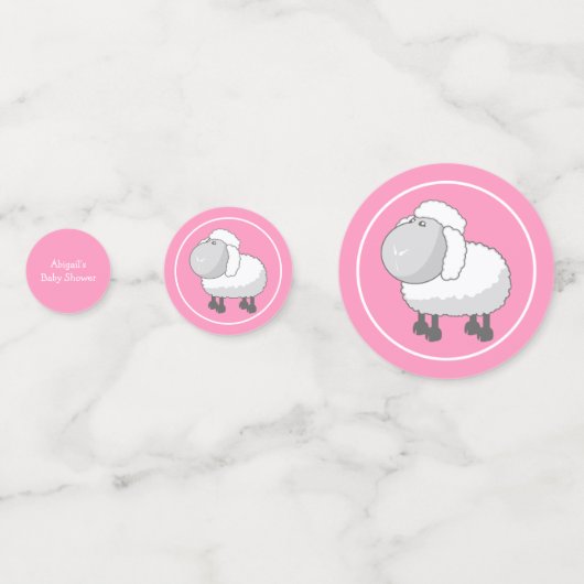 Cute roze en White Lamb Baby shower Confetti (Achterkanten)