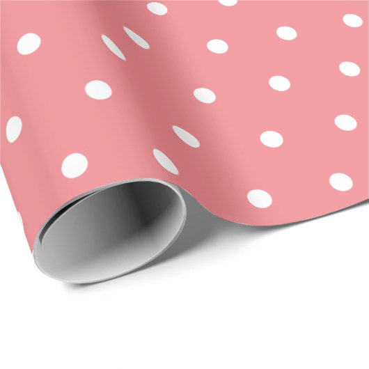 Cute roze en White Polka Dot Pattern Cadeaupapier (Rol Hoek)