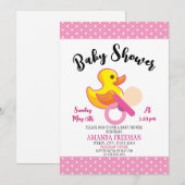 Cute Roze en White Rubber Duck Baby shower Kaart (Voorkant / Achterkant)