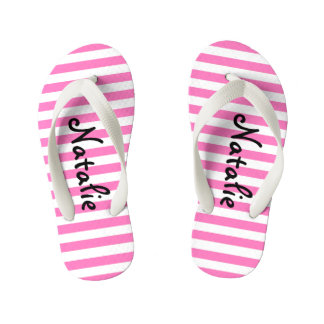Cute roze en White Stripe Persoonlijk Kinder Teenslippers