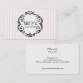 Cute roze en White Striped Pastry Chef Catering Visitekaartje (Voorkant / Achterkant)