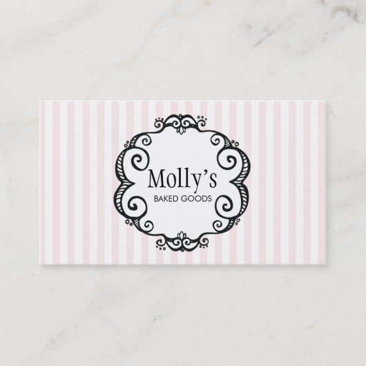 Cute roze en White Striped Pastry Chef Catering Visitekaartje (Voorkant)