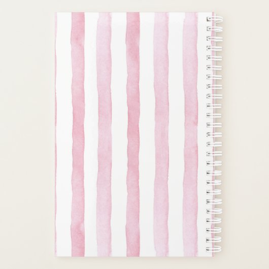 Cute roze en White Striped Planner (Achterkant)