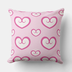 Cute Roze en Witte Hart Patroon Kussen