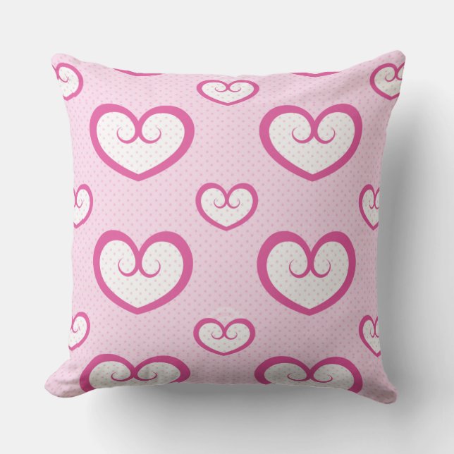 Cute Roze en Witte Hart Patroon Kussen (Voorkant)