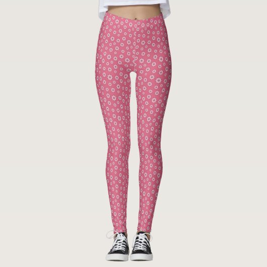 Cute "Roze en Witte Kleine Druk" Yoga-Leggings Leggings (Voorkant)