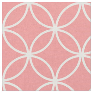 Cute Roze en Witte Overlappende Cirkels Patroon Stof