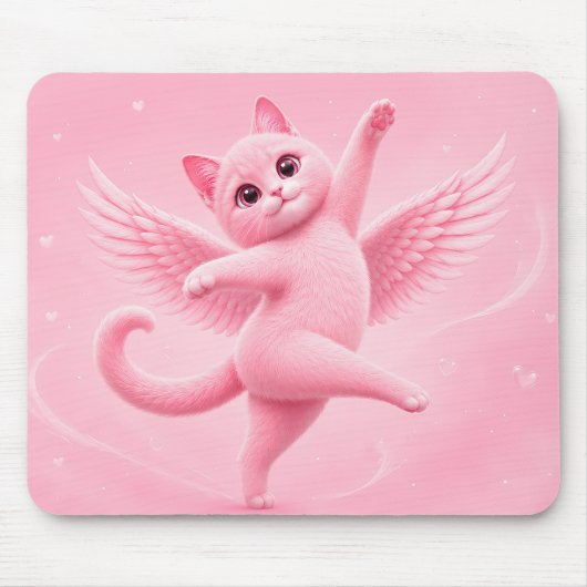 Cute Roze Engel Kat Muismat (Voorkant)