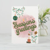 Cute roze familie- of bedrijfs- kerstkaart (Staand voorkant)