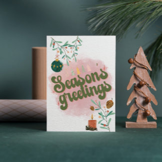 Cute roze familie- of bedrijfs- kerstkaart voor va