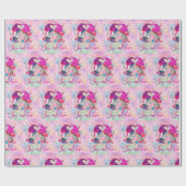 Cute roze faux glitter gnome kerst cadeaupapier (Vlak)
