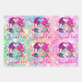 Cute roze faux glitter gnome kerst inpakpapier vel (Voorkant 3)