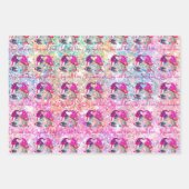 Cute roze faux glitter gnome kerst inpakpapier vel (Voorkant)