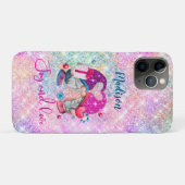 Cute roze faux glitter gnome kerstmonogram Case-Mate iPhone case (Achterkant (horizontaal))