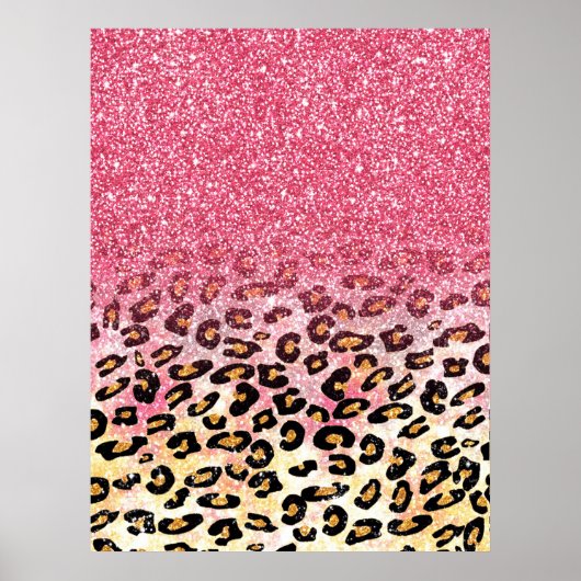 Cute roze faux glitter leopard animal print (Voorkant)