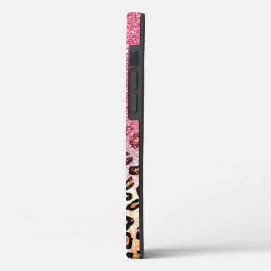 Cute roze faux glitter leopard animal print Case-Mate iPhone case (Achterkant / Links)