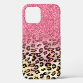 Cute roze faux glitter leopard animal print Case-Mate iPhone case (Achterkant)