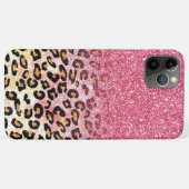 Cute roze faux glitter leopard animal print Case-Mate iPhone case (Achterkant (horizontaal))