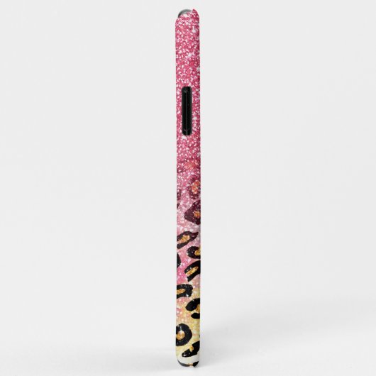 Cute roze faux glitter leopard animal print Case-Mate iPhone case (Achterkant/rechts)