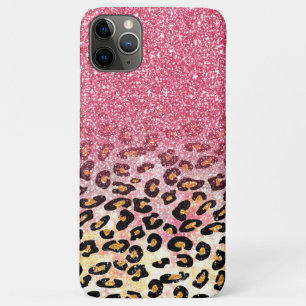 Cute roze faux glitter leopard animal print Case-Mate iPhone case