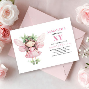 Cute Roze Fee Meisje Verjaardag Magische uitnodigi Kaart