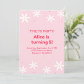 Cute Roze Feest Template voor Kinder Uitnodiging (Staand voorkant)