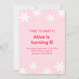 Cute Roze Feest Template voor Kinder Uitnodiging