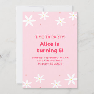 Cute Roze Feest Template voor Kinder Uitnodiging
