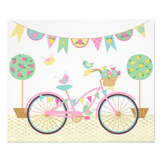 Cute roze fiets foto afdruk (Voorkant)