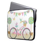 Cute roze fiets laptop sleeve (Voorkant Links)