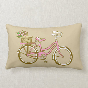 Cute Roze fiets met Tulips Kussen