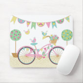 Cute roze fiets muismat (Met muis)