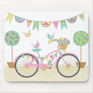 Cute roze fiets muismat