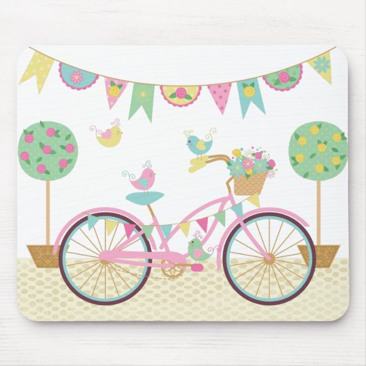 Cute roze fiets muismat (Voorkant)