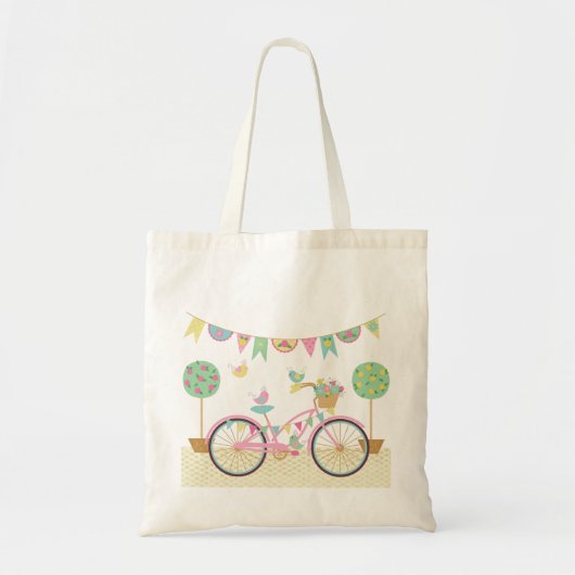 Cute roze fiets tote bag (Voorkant)