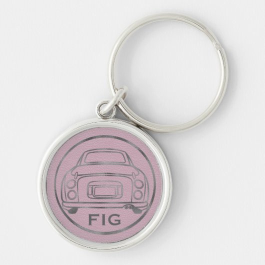 Cute roze Figaro Car Silver Monogram Sleutelhanger (Voorkant)