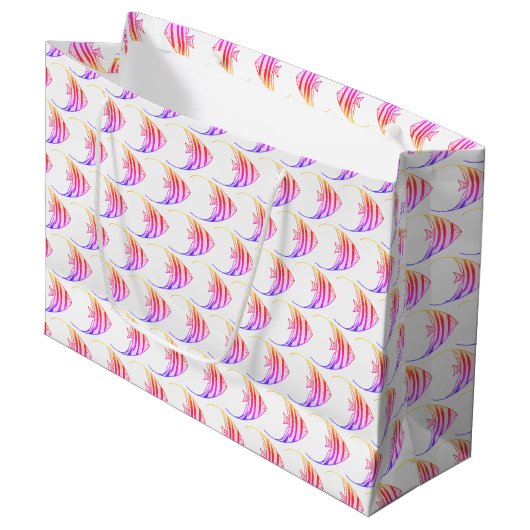 Cute roze Fish Pattern Groot Cadeauzakje (Voorkant Gekanteld)
