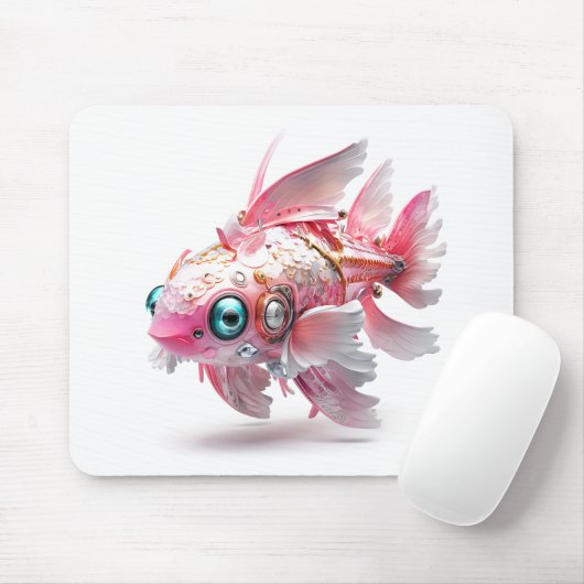 Cute roze Fish Robot Muismat (Met muis)