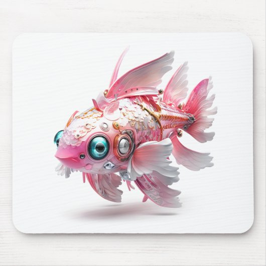 Cute roze Fish Robot Muismat (Voorkant)