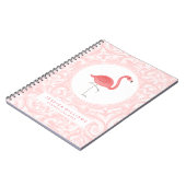 Cute roze flamingo 3 Illustratie met roze cirkels Notitieboek (Linkerzijde)