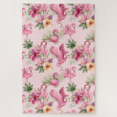 Cute roze flamingo and Flowers Legpuzzel (Verticaal)