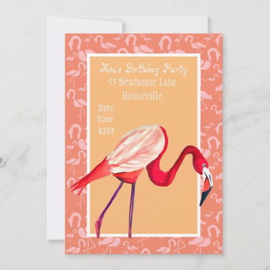 Cute roze flamingo art Party Kaart (Voorkant)