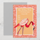 Cute roze flamingo art Party Kaart (Voorkant / Achterkant)