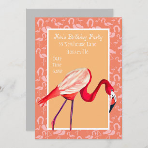 Cute roze flamingo art Party Kaart