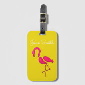 Cute roze flamingo bagagelabel (Voorkant (verticaal))